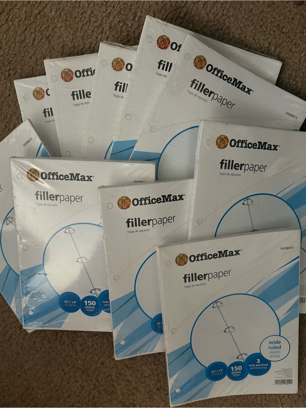 (10 packs) White Filler Paper - Wide Ruled (150 Sheets) New